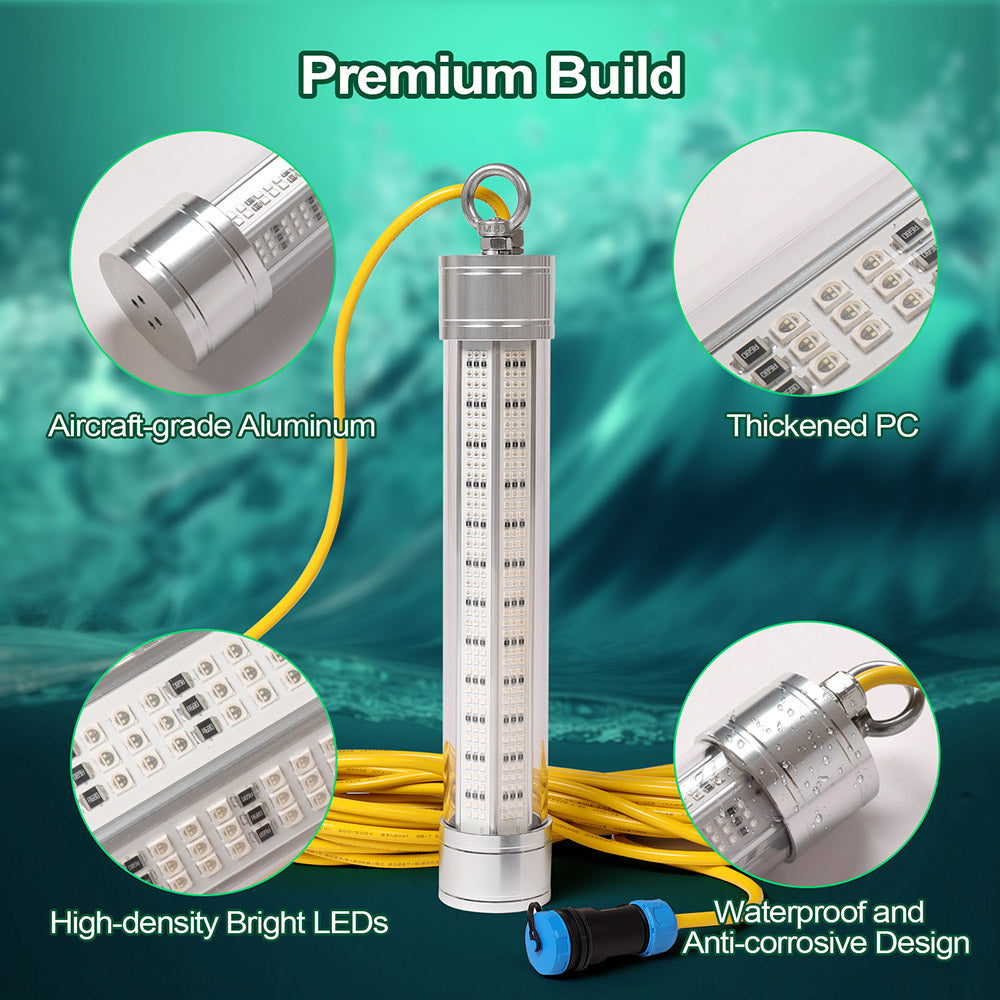 LieyuDive Underwater Fishing Light 12V, 648 LED Beads with 32FT Cable